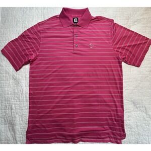 FootJoy Performance Polo Shirt Men Large Pink Striped Short Sleeve Golf Collared